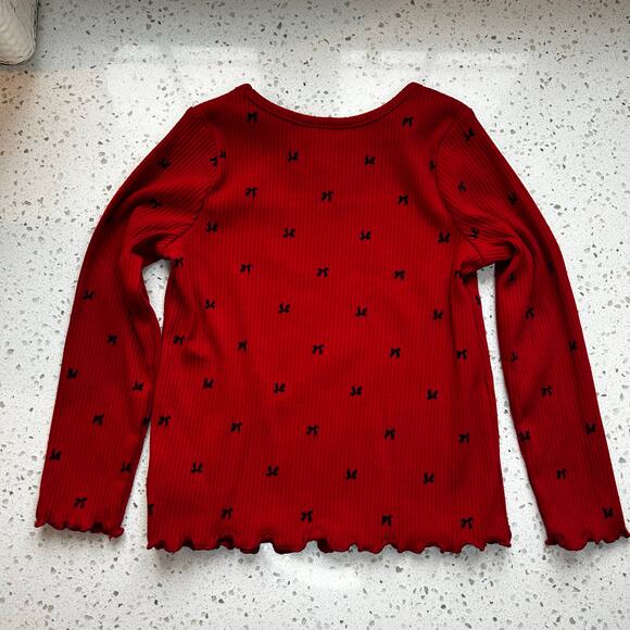 3/$12 Red Long Sleeve Shirt with Black Bows 3T - Picture 4 of 4
